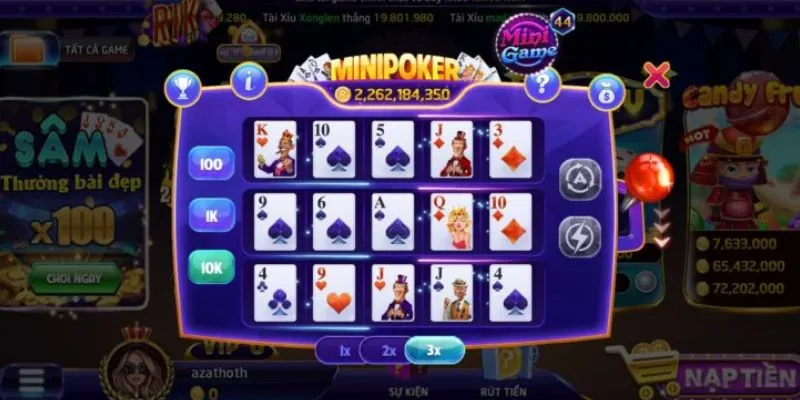 Các biểu tượng và tổ hợp bài trong mini poker